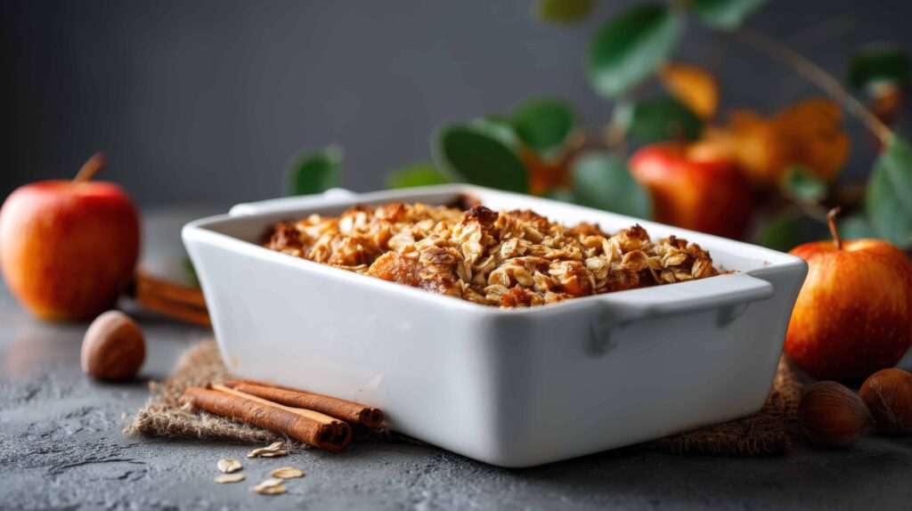 Apples, sultanas and cinnamon baked oats