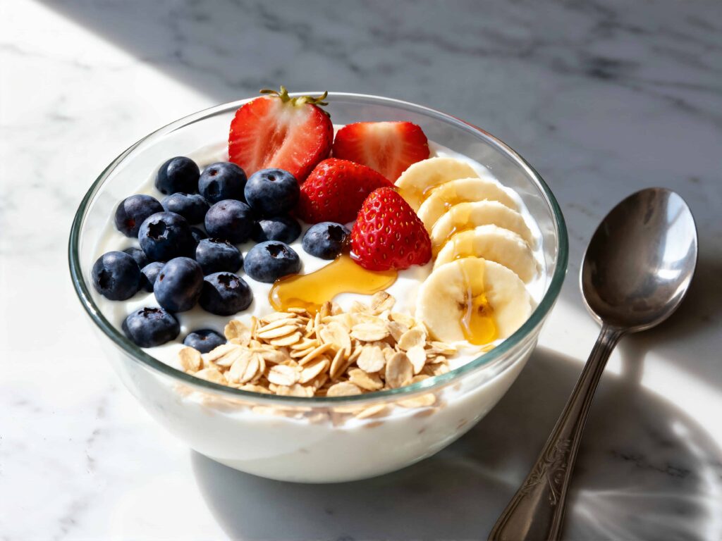 Blueberry, banana and honey with yoghurt