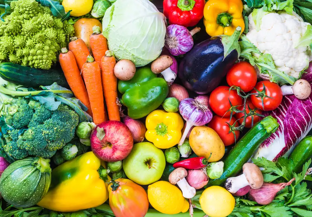 A collection of healthy fruit and vegetables to eat daily