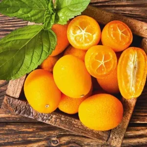 Kumquats On Wooden Background