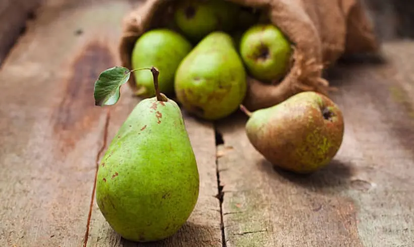 Pears On Wooden Table